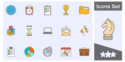 attività commerciale o organizzazione gestione icona impostato simbolo collezione, logo isolato illustrazione vettore
