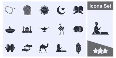 Ramadan kareem icona impostato simbolo collezione, logo isolato illustrazione vettore