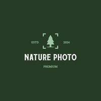 natura fotografia logo, pino albero catturare logo design Vintage ▾ vettore