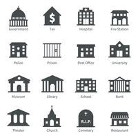 Icone di edifici governativi vettore