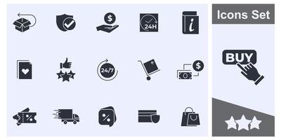 e-commerce in linea shopping icona impostato simbolo collezione, logo isolato illustrazione vettore