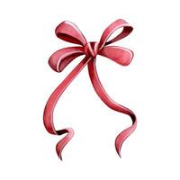 elegante rosso nastro arco per Natale mano disegnato acquerello illustrazione per nuovo anno regalo festivo design vettore