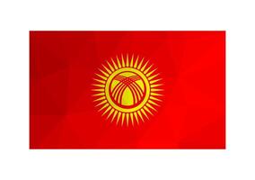 illustrazione. ufficiale alfiere di Kirghizistan. nuovo nazionale bandiera nel rosso e giallo colori. creativo design nel Basso poli stile con triangolare forme. pendenza effetto vettore