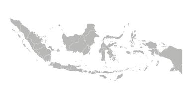 isolato illustrazione di semplificato amministrativo carta geografica di Indonesia. frontiere di il province, regioni. grigio sagome. bianca schema. vettore