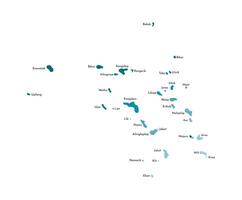 isolato illustrazione di semplificato carta geografica di marshall isole con nomi di il isole e atolli. colorato blu cachi sagome vettore