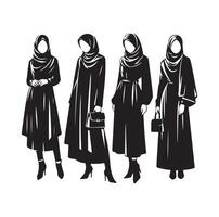 hijab stile moda in piedi illustrazione design vettore