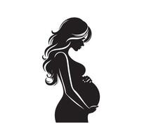 incinta donna silhouette illustrazione isolato su bianca sfondo vettore
