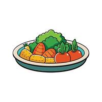 piatto con verdure isolato vettore