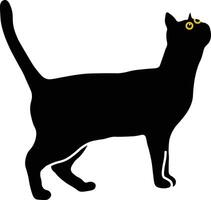 internazionale gatto giorno personaggio con carino giallo occhi. isolato nero silhouette vettore