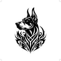 doberman cane nel moderno tribale tatuaggio, astratto linea arte di animali, minimalista contorno. vettore