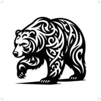 grizzly orso nel moderno tribale tatuaggio, astratto linea arte di animali, minimalista contorno. vettore