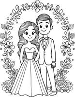 cartone animato nozze amore kawaii carino scarabocchio illustrazione logo vettore
