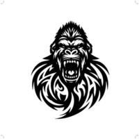 gorilla nel moderno tribale tatuaggio, astratto linea arte di animali, minimalista contorno. vettore