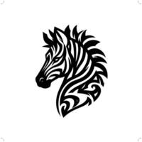 zebra nel moderno tribale tatuaggio, astratto linea arte di animali, minimalista contorno. vettore