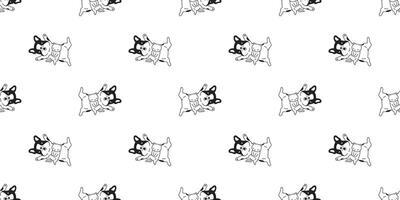 cane gatto francese bulldog senza soluzione di continuità modello gattino calicò addormentato cartone animato piastrella sfondo ripetere sfondo sciarpa isolato illustrazione design vettore