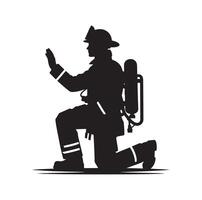 i vigili del fuoco posa silhouette illustrazione vettore