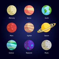 Set decorativo di pianeti vettore