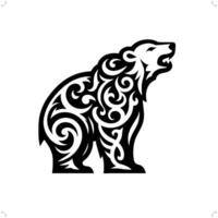 polare orso nel moderno tribale tatuaggio, astratto linea arte di animali, minimalista contorno. vettore
