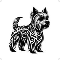 yorkshire terrier cane nel moderno tribale tatuaggio, astratto linea arte di animali, minimalista contorno. vettore