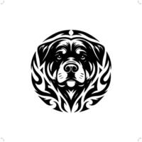 rottweiler cane nel moderno tribale tatuaggio, astratto linea arte di animali, minimalista contorno. vettore