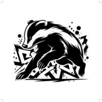 animale silhouette nel graffiti etichetta, anca salto, strada arte tipografia illustrazione. vettore