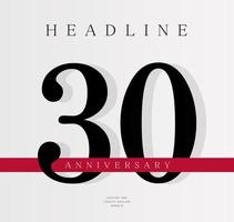 Modello di banner per il 30° anniversario, modello di copertina del diario, uscita per il trentesimo anniversario, poster di compleanno aziendale, illustrazione vettoriale