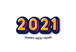 cartone animato 2021 felice anno nuovo funni card per volantino vacanze stagionali, biglietti di auguri e inviti, banner di congratulazioni. design del logo in stile fumetto per il calendario 2021. illustrazione vettoriale