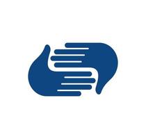 isolato astratto colore blu mani umane forma rotonda logo. logo del telaio delle mani. segno di messa a fuoco foto. emblema dello studio fotografico. illustrazione vettoriale. vettore