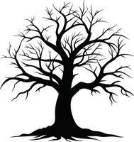 un' nero e bianca silhouette di un' morto albero vettore
