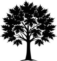 un' nero e bianca silhouette di un' acero albero vettore