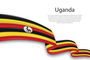 astratto ondulato bandiera di Uganda su bianca sfondo vettore