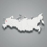 kaluga regione Posizione entro Russia 3d carta geografica vettore