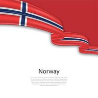 agitando nastro con bandiera di Norvegia vettore