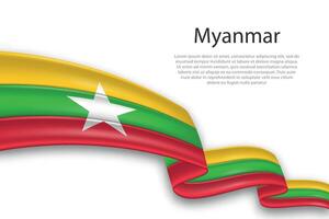 astratto ondulato bandiera di Myanmar su bianca sfondo vettore