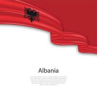 agitando nastro con bandiera di Albania vettore