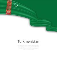 agitando nastro con bandiera di turkmenistan vettore