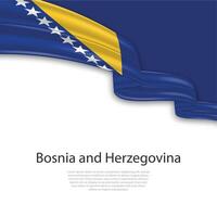 agitando nastro con bandiera di bosnia e erzegovina vettore