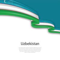agitando nastro con bandiera di Uzbekistan vettore