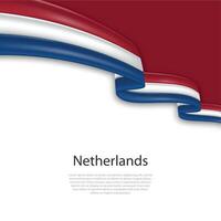 agitando nastro con bandiera di Olanda vettore