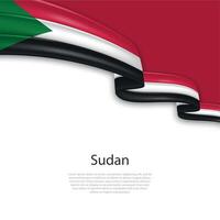 agitando nastro con bandiera di Sudan vettore