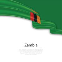 agitando nastro con bandiera di Zambia vettore