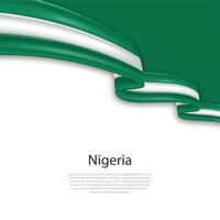agitando nastro con bandiera di Nigeria vettore