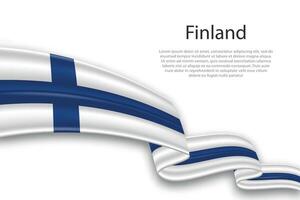 astratto ondulato bandiera di Finlandia su bianca sfondo vettore