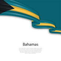 agitando nastro con bandiera di Bahamas vettore