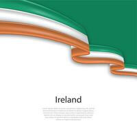 agitando nastro con bandiera di Irlanda vettore