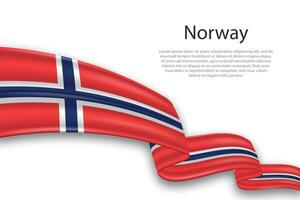 astratto ondulato bandiera di Norvegia su bianca sfondo vettore