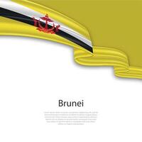 agitando nastro con bandiera di brunei vettore