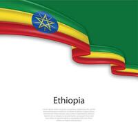 agitando nastro con bandiera di Etiopia vettore