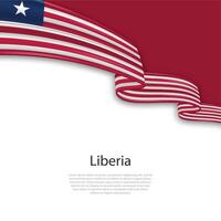 agitando nastro con bandiera di Liberia vettore