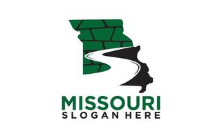 Missouri stato carta geografica schema con fiume logo design modello vettore